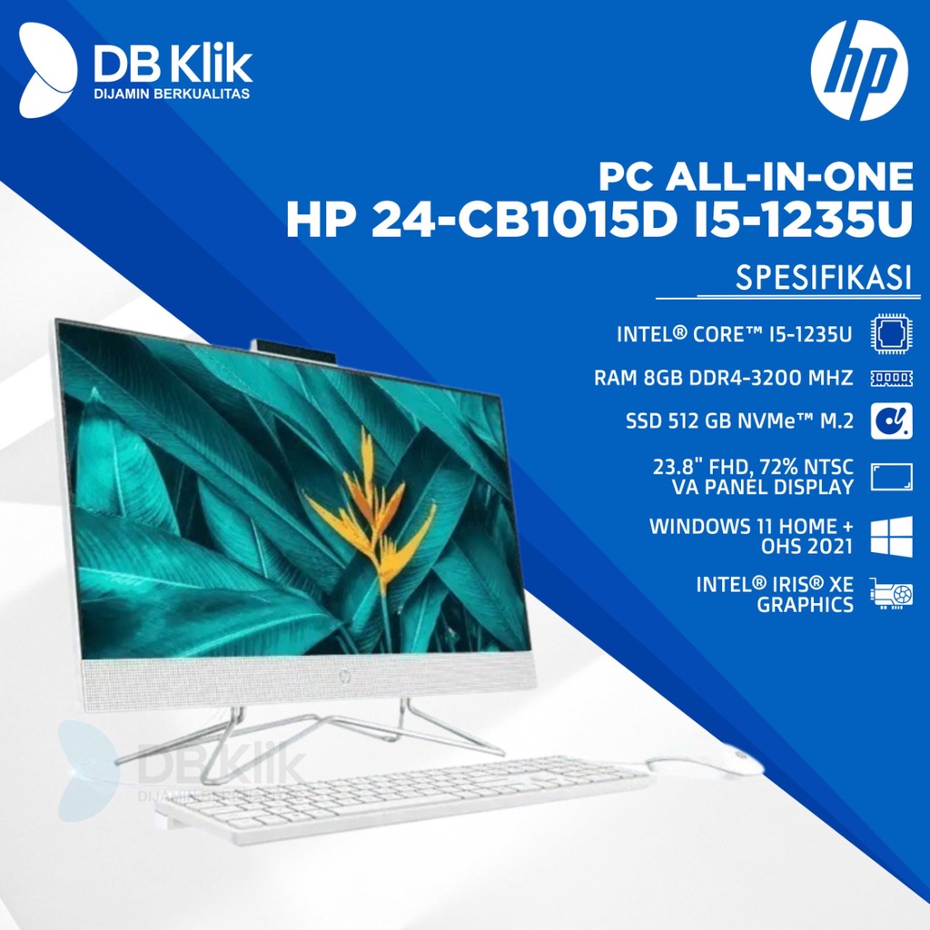 PC AIO HP 24-cb1015d i5-1235U 8GB SSD 512GB NoDVD Windows11+OHS 23.8&quot;