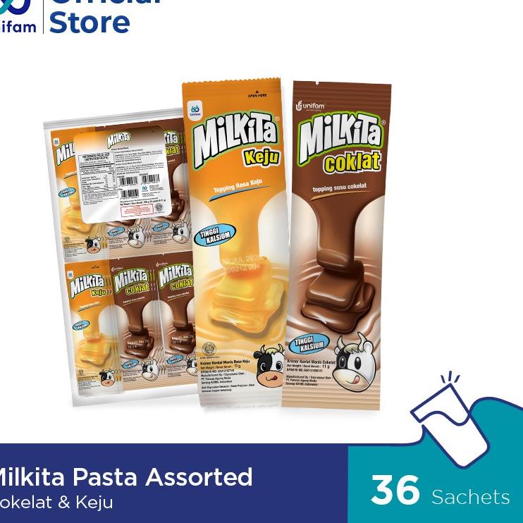 

10.10 BIG SALE FASION Milkita Pasta Assorted Renceng (Cokelat & Keju) 36 pcs gas !!