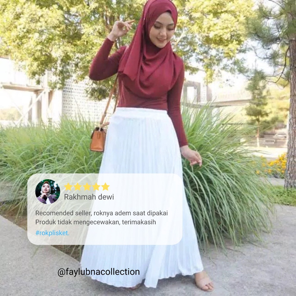 Rok Plisket Klok Putih / White Skirt / Bawahan Perempuan / Rok Plisket