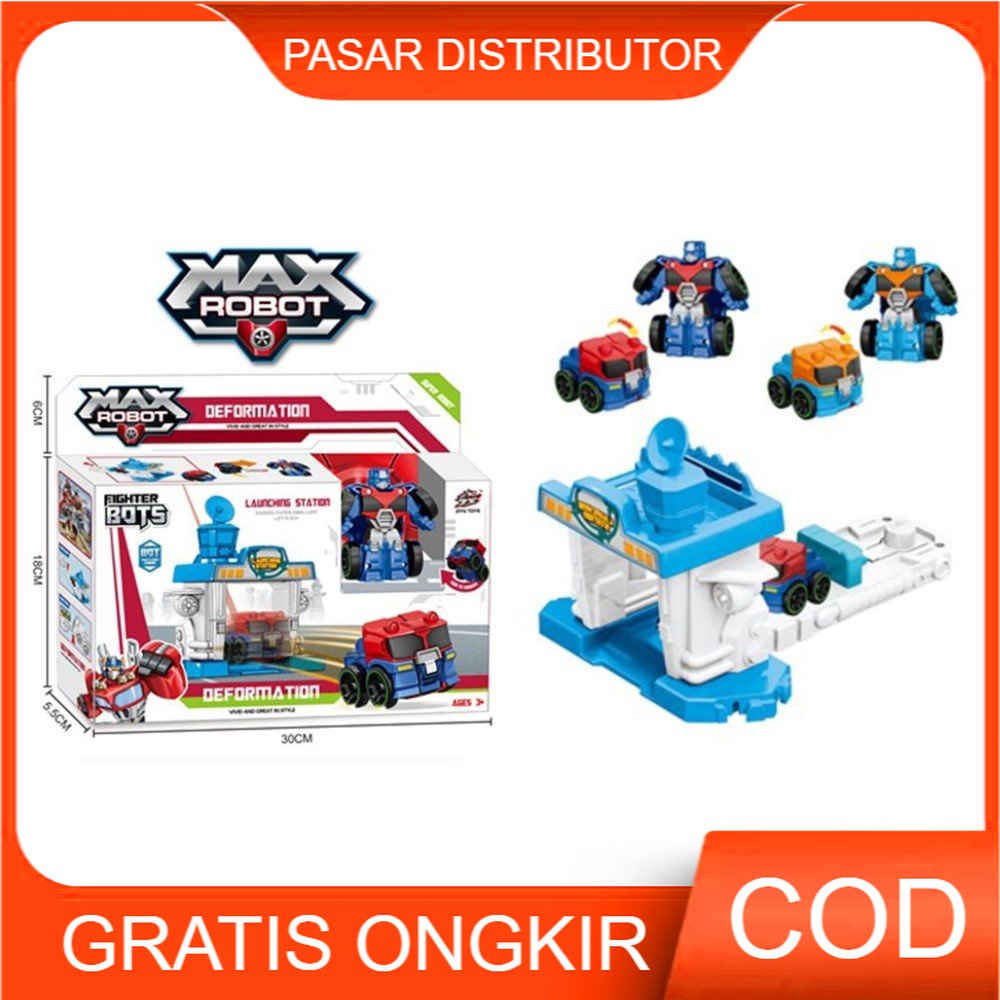 Mainan Anak LOUNCHING STASION DEFORMATION Max Robot Deformation Figure