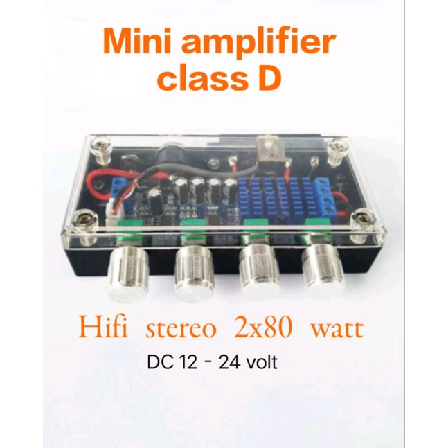 Amplifier Mini Hifi stereo class D Box Acrylik 2x80 watt