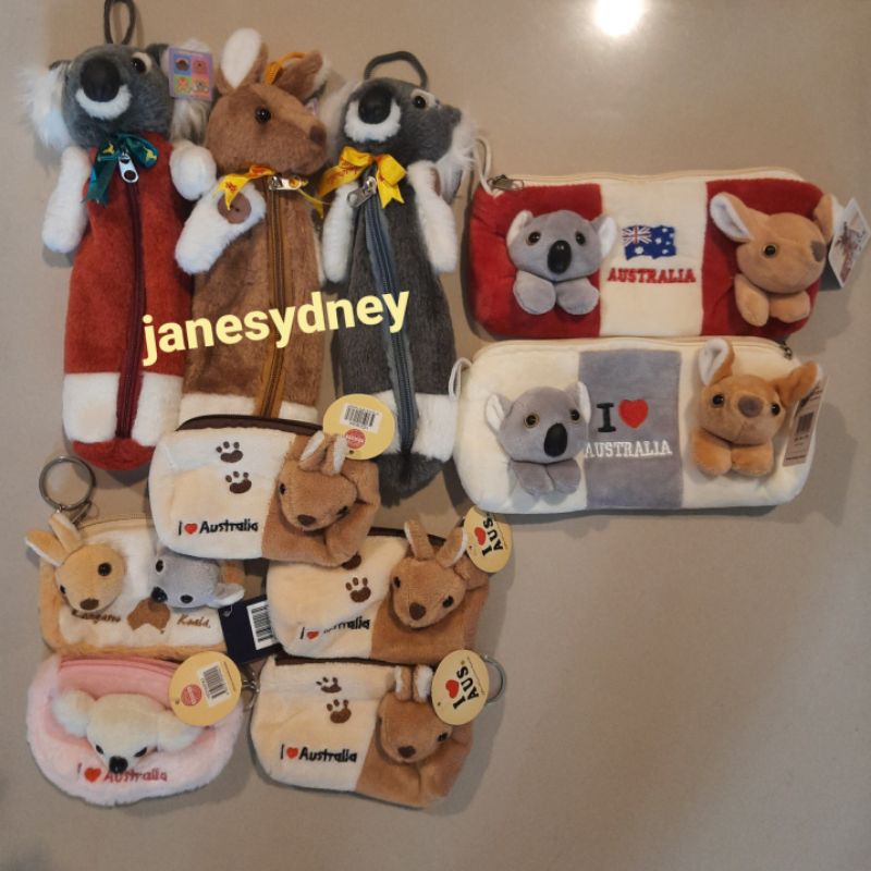 

Australia Souvenir Koala Kangaroo Coin Purse Makeup Pouch Pencil Case Tempat Pensil Makeup Koin