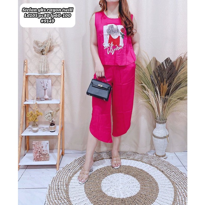 9070# SETELAN KENSI 7PER8 KATUN RAYON PRINT GIRL