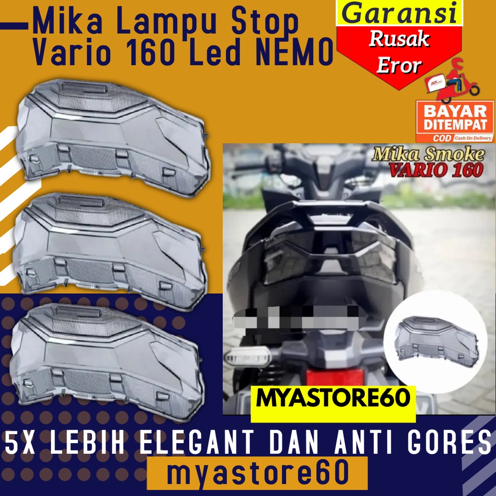 Mika Lampu Stop Vario 160 Led Hitam Smoke Cover Stoplamp Stop Lamp VARIO 160 Original NEMO