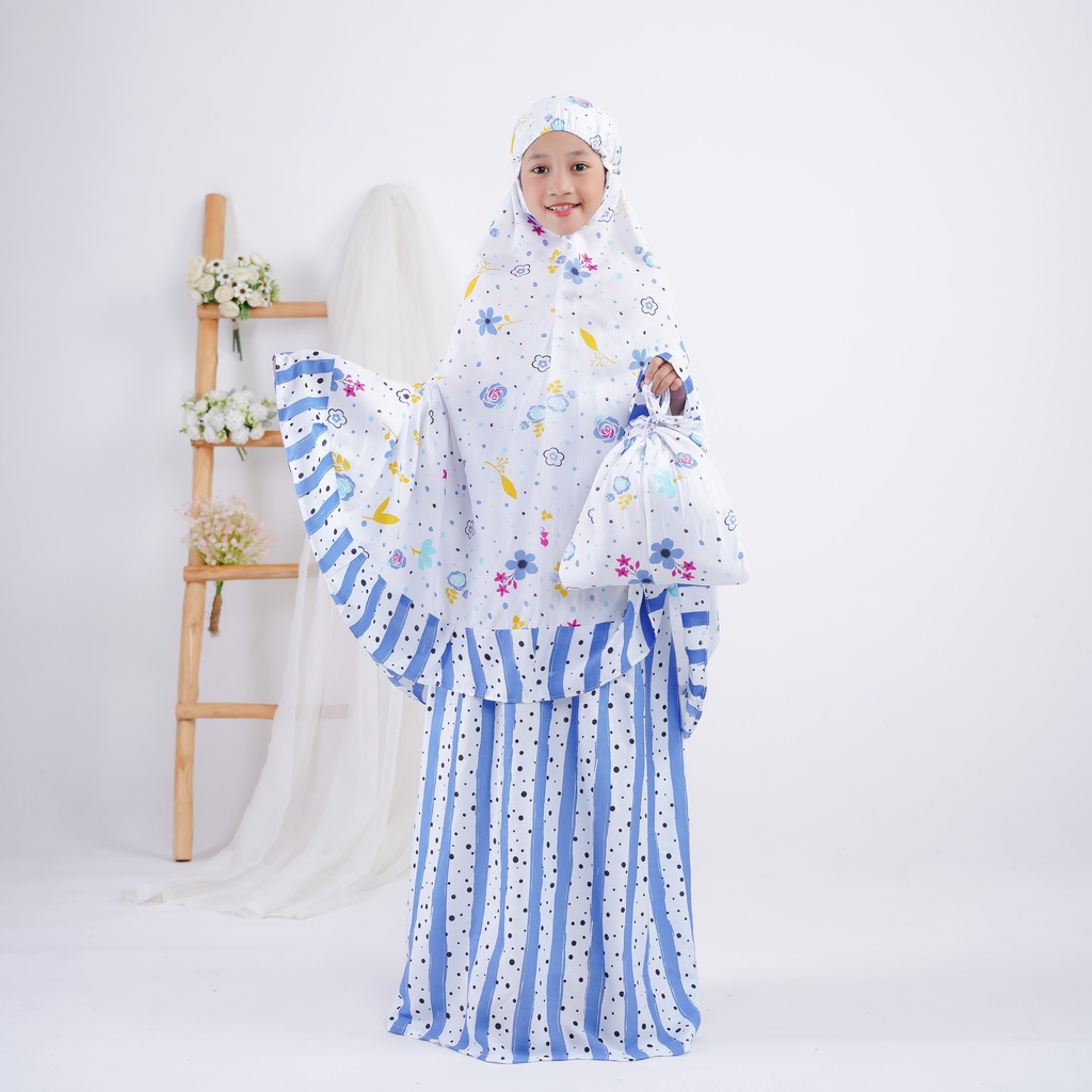 Mukena Anak LAVINA Rayon Bali Raneea aksen rempel