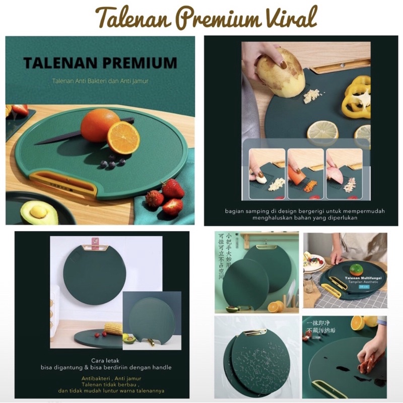 Talenan Bulat Anti Jamur Telenan Viral Bulat Hijau Talenen Premium Talenan Plastik Besar