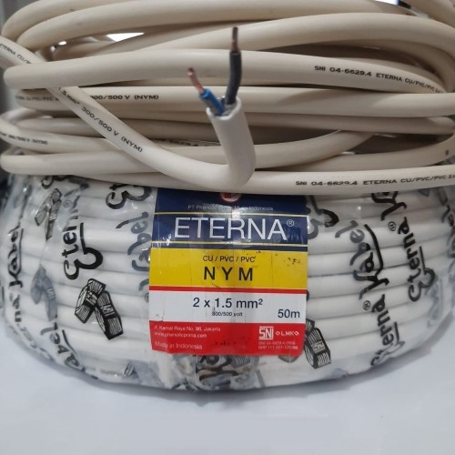 Kabel ETERNA Isi 2x1,5 mm Kabel Listrik Tembaga Kuningan / Kabel Instalasi Kabel Listrik Tunggal NYM