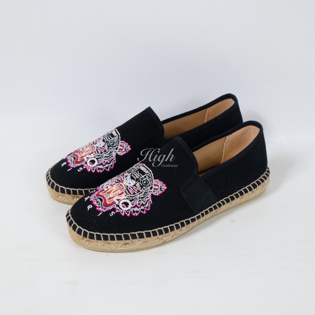 Knzo Women FW22 Tiger Elastic Espadrilles Black 100% Original