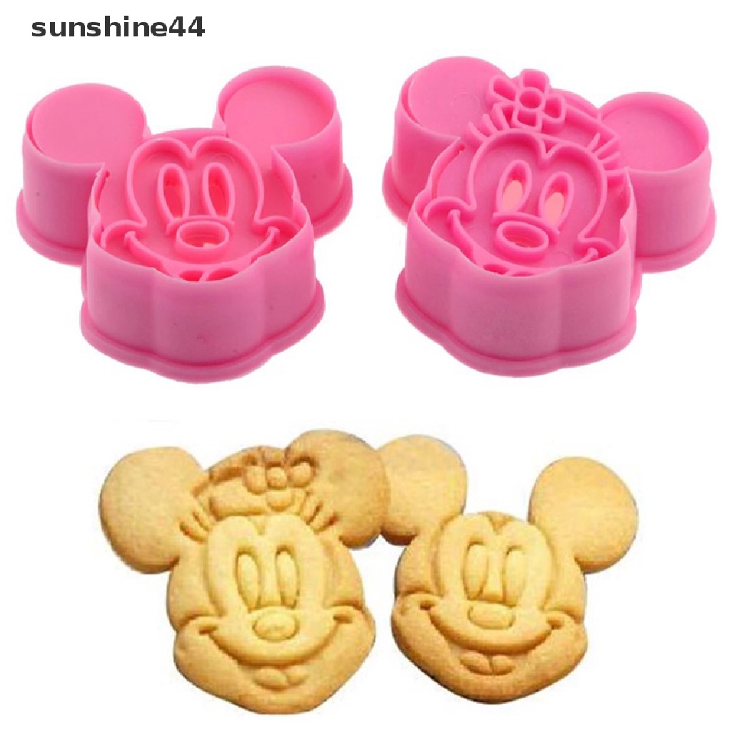 Sunshine 2pcs / set Cetakan Pemotong Kue / Biskuit Bentuk Kucing Bahan Plastik Food Grade