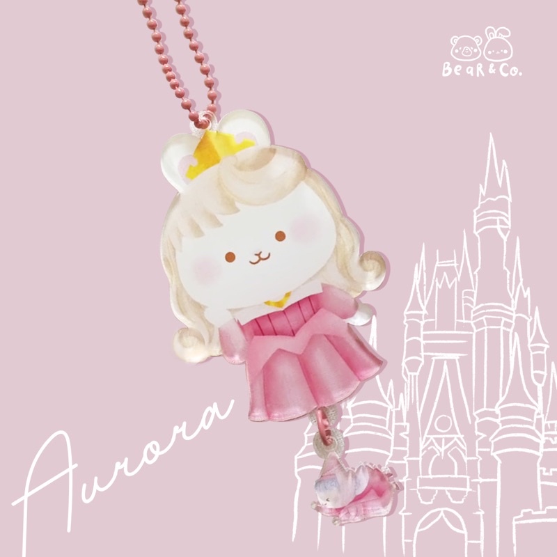 keychain disney princess bunny - ariel / tinkerbell / snow white / tiana / belle / jasmine / aurora / alice in wonderland