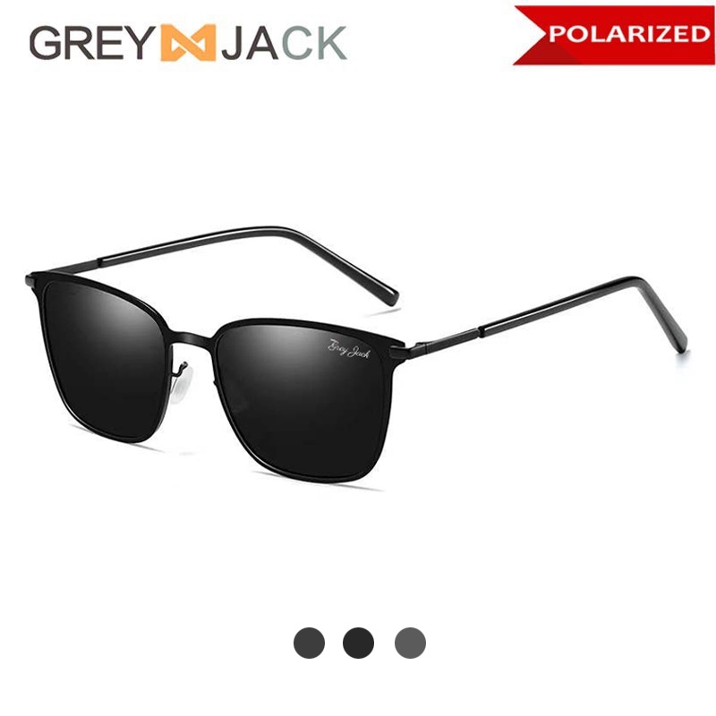 Grey Jack Kacamata Hitam Fashion Sunglasses Polarized Anti silau Pelindungan UV Metal+TR90 model kotak pria dan wanita SA 0864