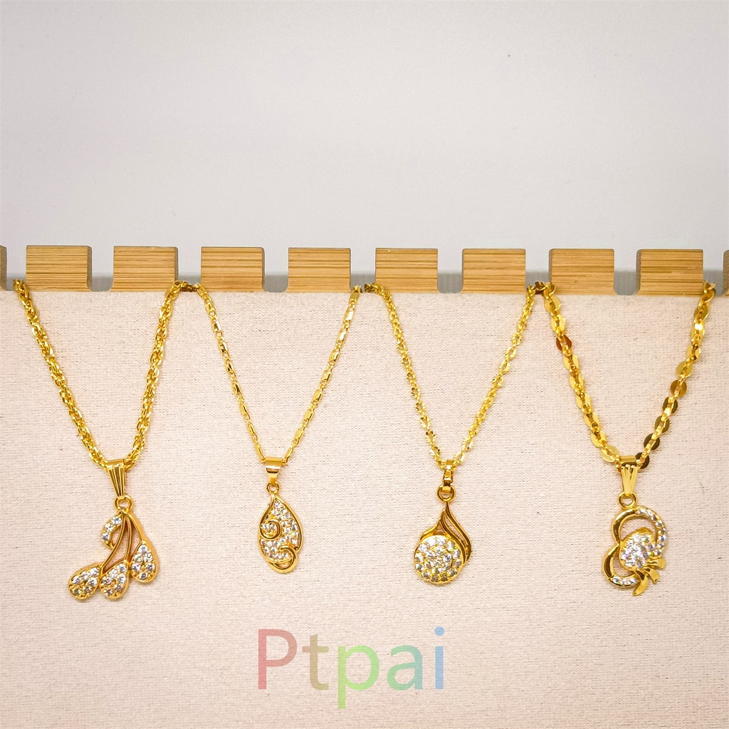 kalung liontin Wanita titanium fashion Lapis Emas 24k gold terbaru Perhiasan Korea