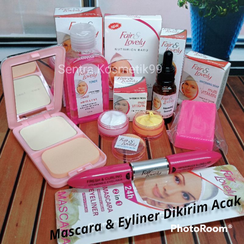 PAKET SUPER KOMPLIT FAIR LOVELY 7IN1 | SABUN+TONER+SERUM+CREAM SIANG+CREAM MALAM+BEDAK+MASCARA2IN1