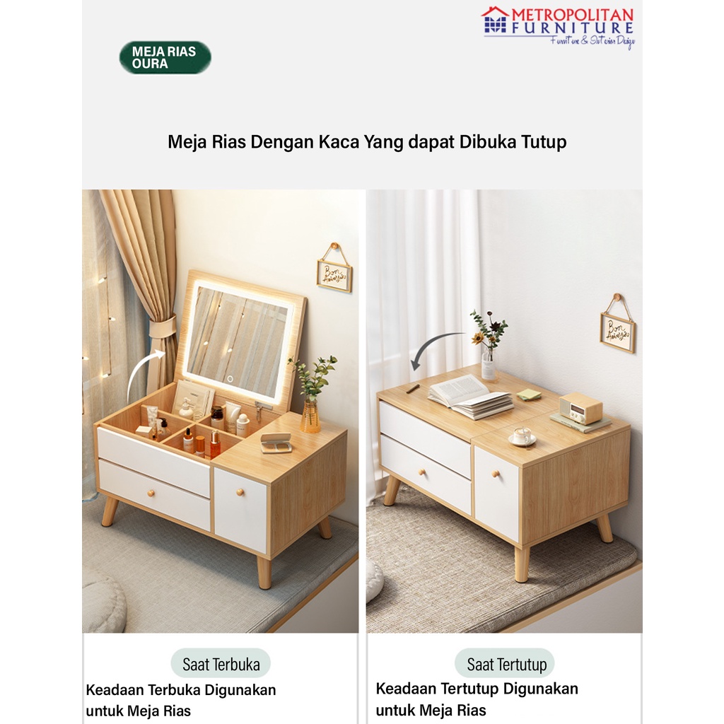 Meja Rias Mee Do Lampu Cermin Dressing Table Foldable