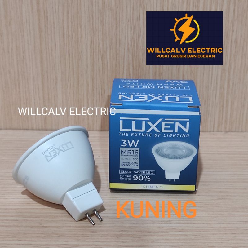 LAMPU LED MR16 LUXEN 3W 5W SPOTLIGHT HALOGEN / LAMPU LUXEN MR16 3W 5W LED HALOGEN Cahaya kuning