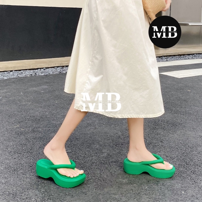 SANDAL JEPIT JELLY EVA RUBBER WEDGES ELASTIS WANITA IMPORT BKK TEBAL MELISSA ANTI-SLIP RINGAN EMPUK