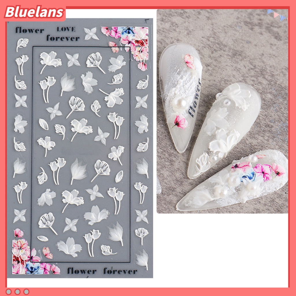 Bluelans Stiker Kuku Motif Renda Bunga Ultra Tipis Untuk Dekorasi Manicure Wanita