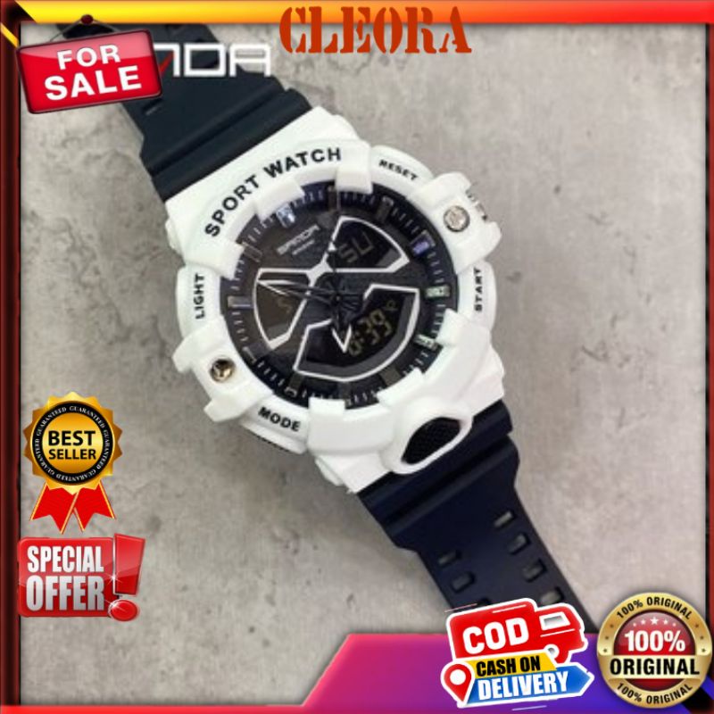 Jam Tangan Pria SANDA Original Digital Analog EL Backlight Sport Watch  Waterproof Premium Cowok Lak
