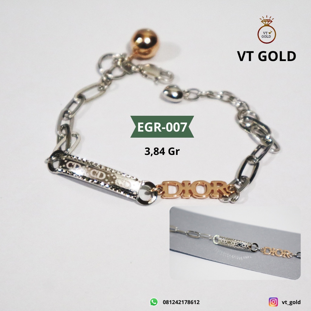 Gelang Rantai Emas Putih Kadar 8k (375) - Gelang DIOR