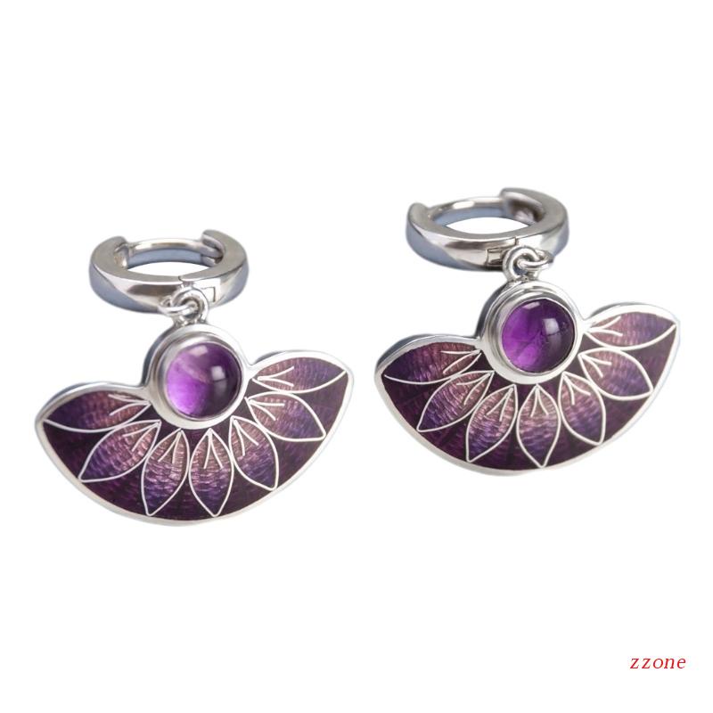 1 Pasang Anting Bentuk Bunga Geometris Bahan Logam Untuk Wanita