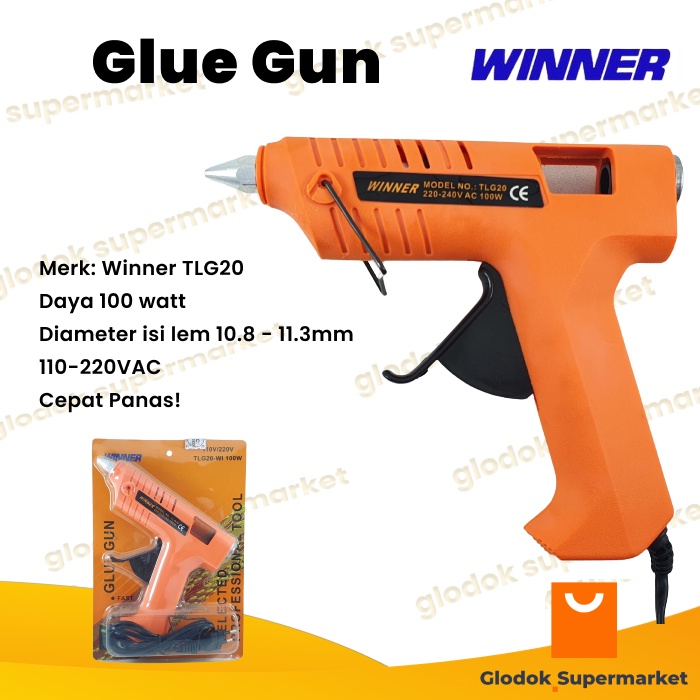 Glue Gun Winner TLG20 100w Lem Tembak Hot Melt Gluegun