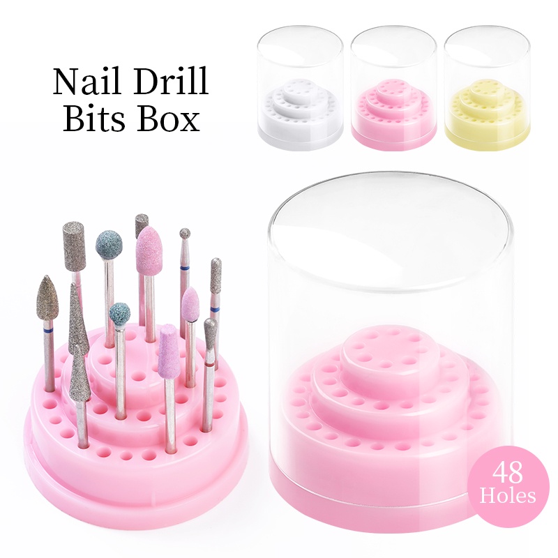 Nail Art Mata Bor Kotak Penyimpanan Wadah Manicure Milling Cutter Stand Wadah Display Aksesoris Alat Kuku