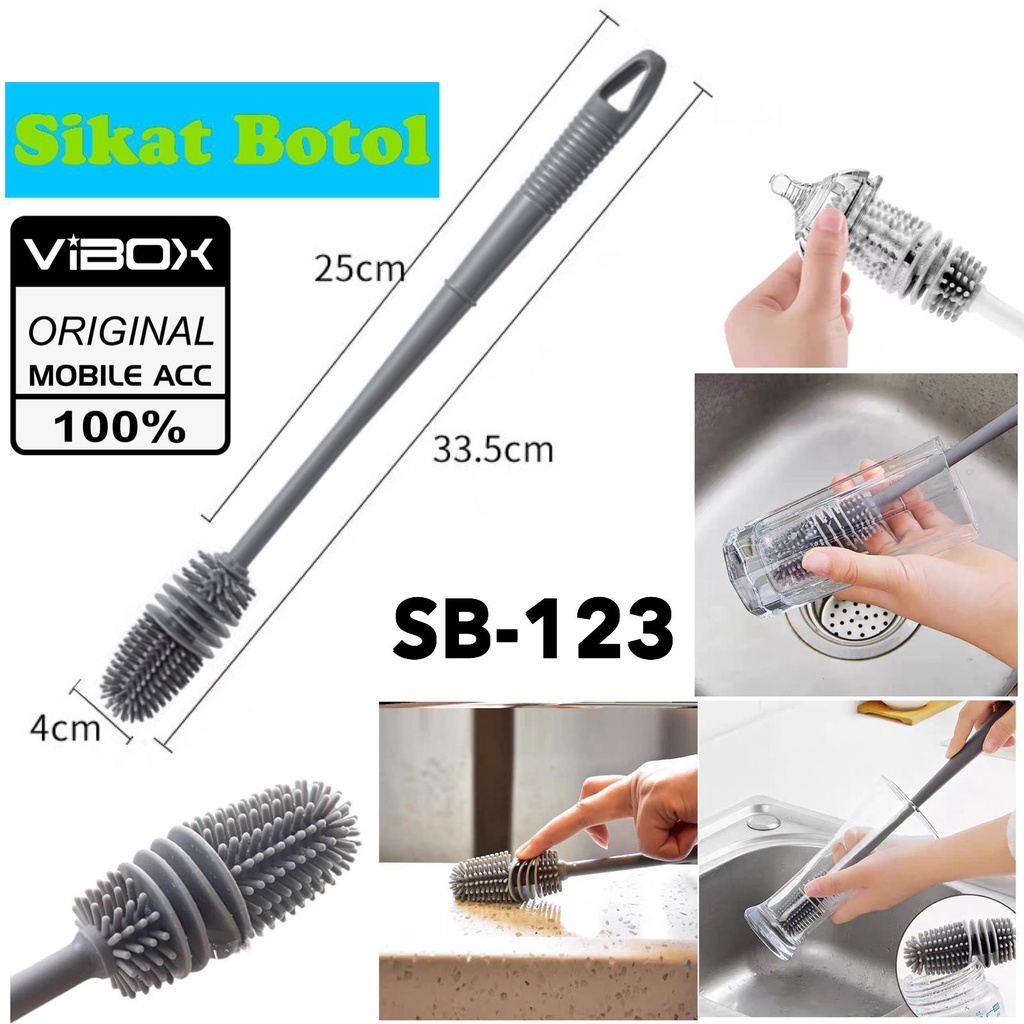 PROMO VIBOX Sikat Botol Silikon / Sikat Botol Minum / Pembersih Botol Minum Silikon