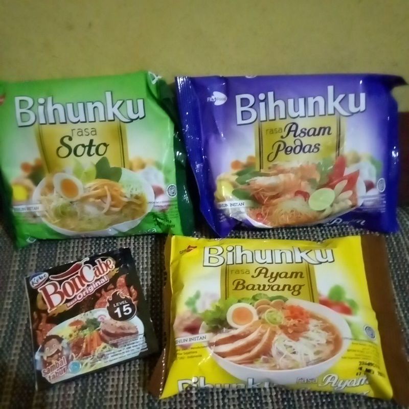 BIHUNKU SUPER BIHUN INSTAN VARIAN BARU RASA AYAM BAWANG SOTO ASAM PEDAS GORENG SPESIAL KARI LAKSA BON CABE VIRAL