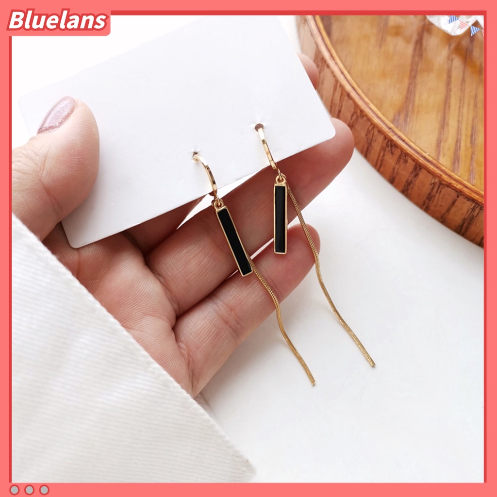 1 Pasang Anting Rumbai Panjang Warna Kontras Gaya Klasik Untuk Wanita