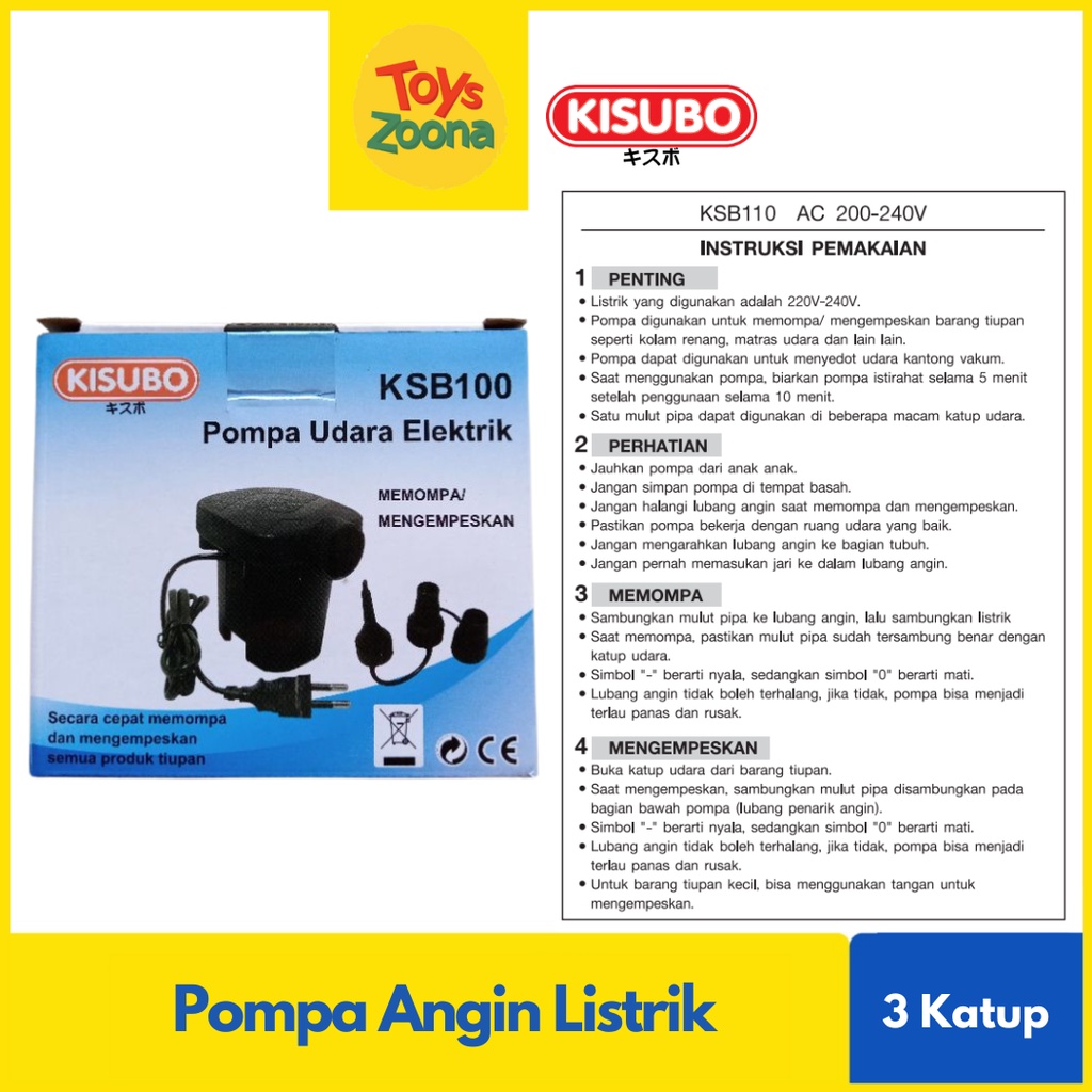 ToysZoona Pompa Angin Listrik / Pompa Angin Kisubo / Electric Air Pump