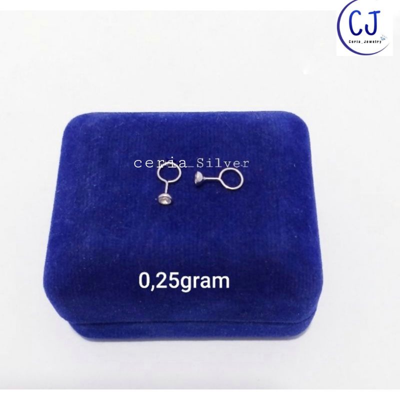 Anting Perak Asli Silver 925 Lapis Emas Putih Model Toge