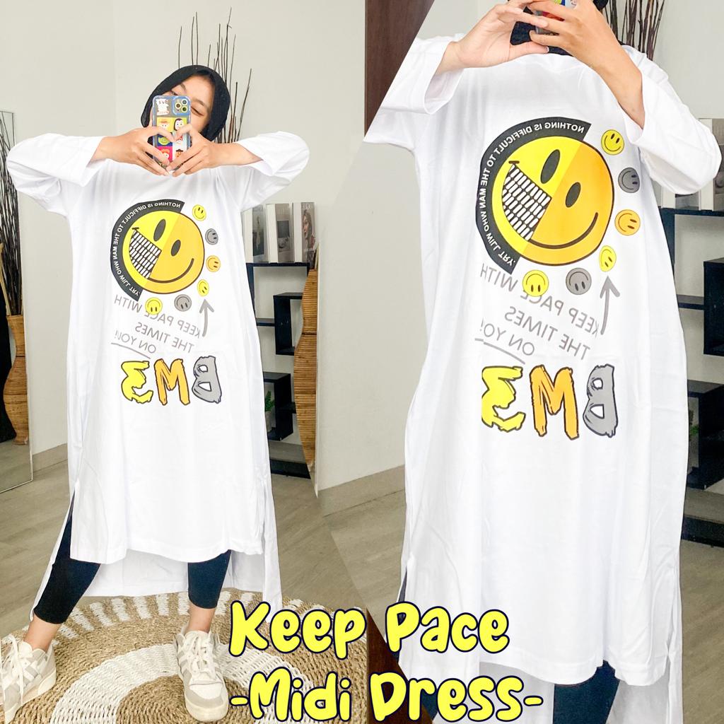 KEEP PACE MIDI DRESS / KAOS MIDI DRESS / ATASAN KAOS / KAOS MIDI DRESS WANITA