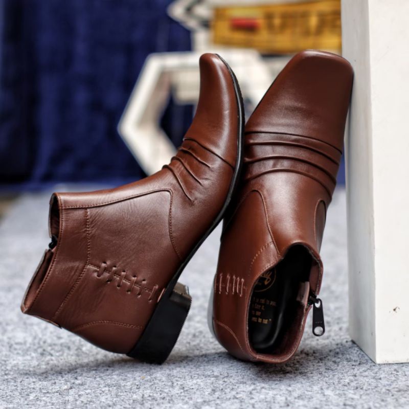 SEPATU FORMAL PRIA CASUAL PERKANTORAN BLACK BROWN KULIT PU ASLI ORIGINAL COUNTRY BOOTS GAYA KEKINIAN