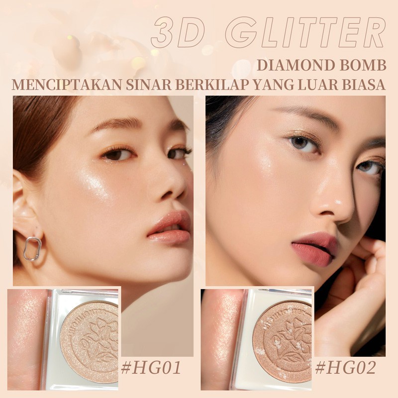 FOCALLURE #JasmineMeetsRose Make Up Blush On Cheek Lit Pressed Blush Blusher Face Highlighter Glitter Glow Bedak FA234