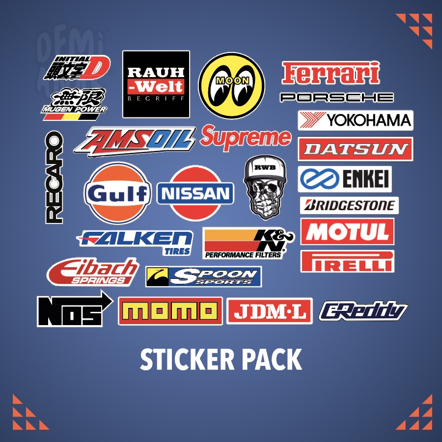 

Sticker Pack Otomotif 01 - 26 pcs Stiker Laminasi Doff Aesthetic Anti Air bisa untuk Laptop Helm Aksesoris Buku