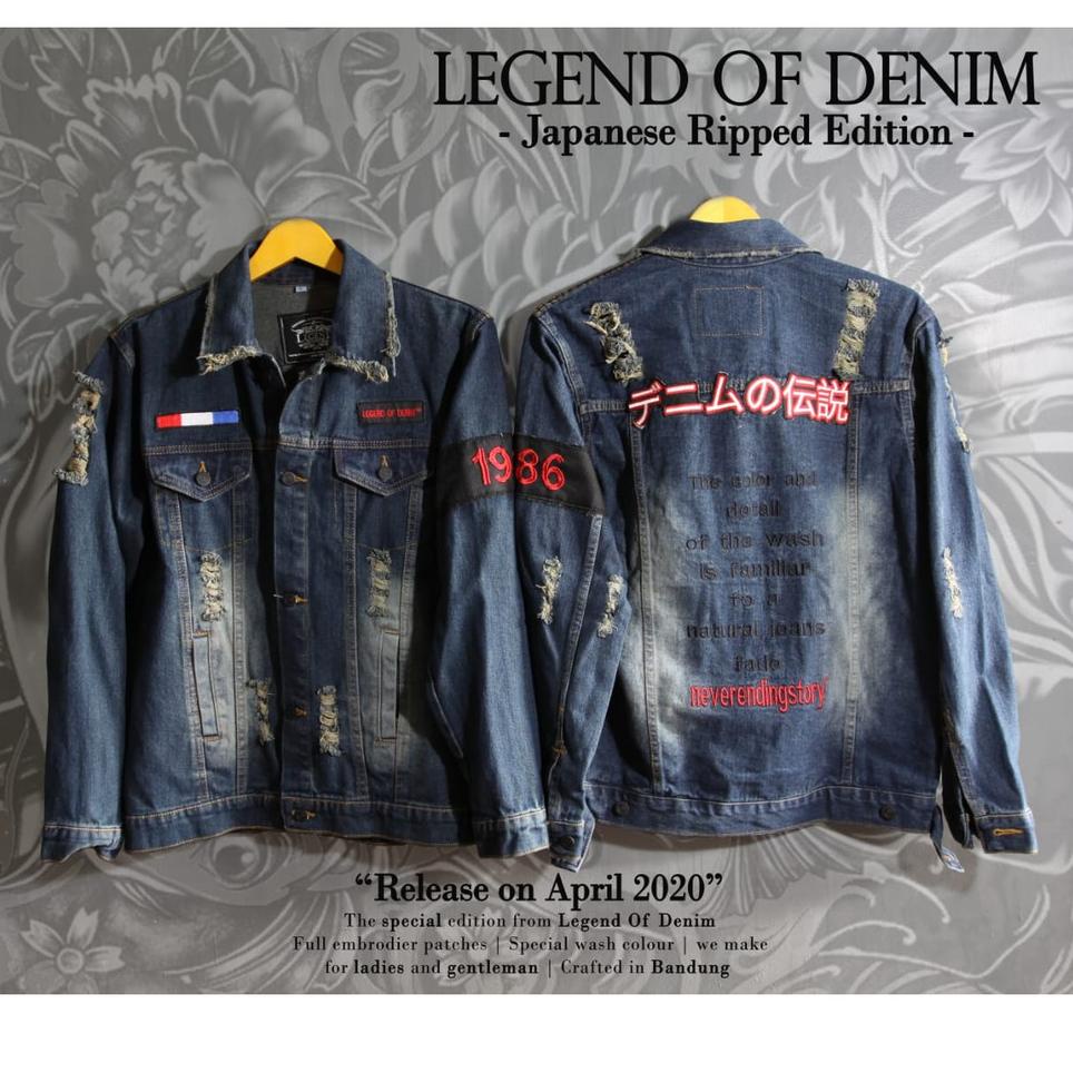 Big Sale Jaket Jeans Pria Japan Jacket Denim Bordir Slimfit Hitam Crop Oversize Korean Style