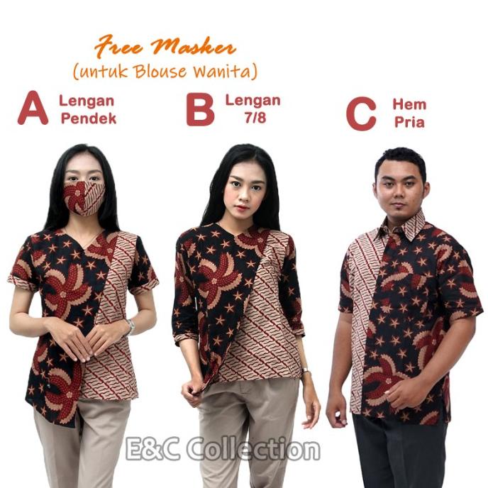 Atasan Batik Wanita Bintang Parang - Blouse Batik Wanita Modern
