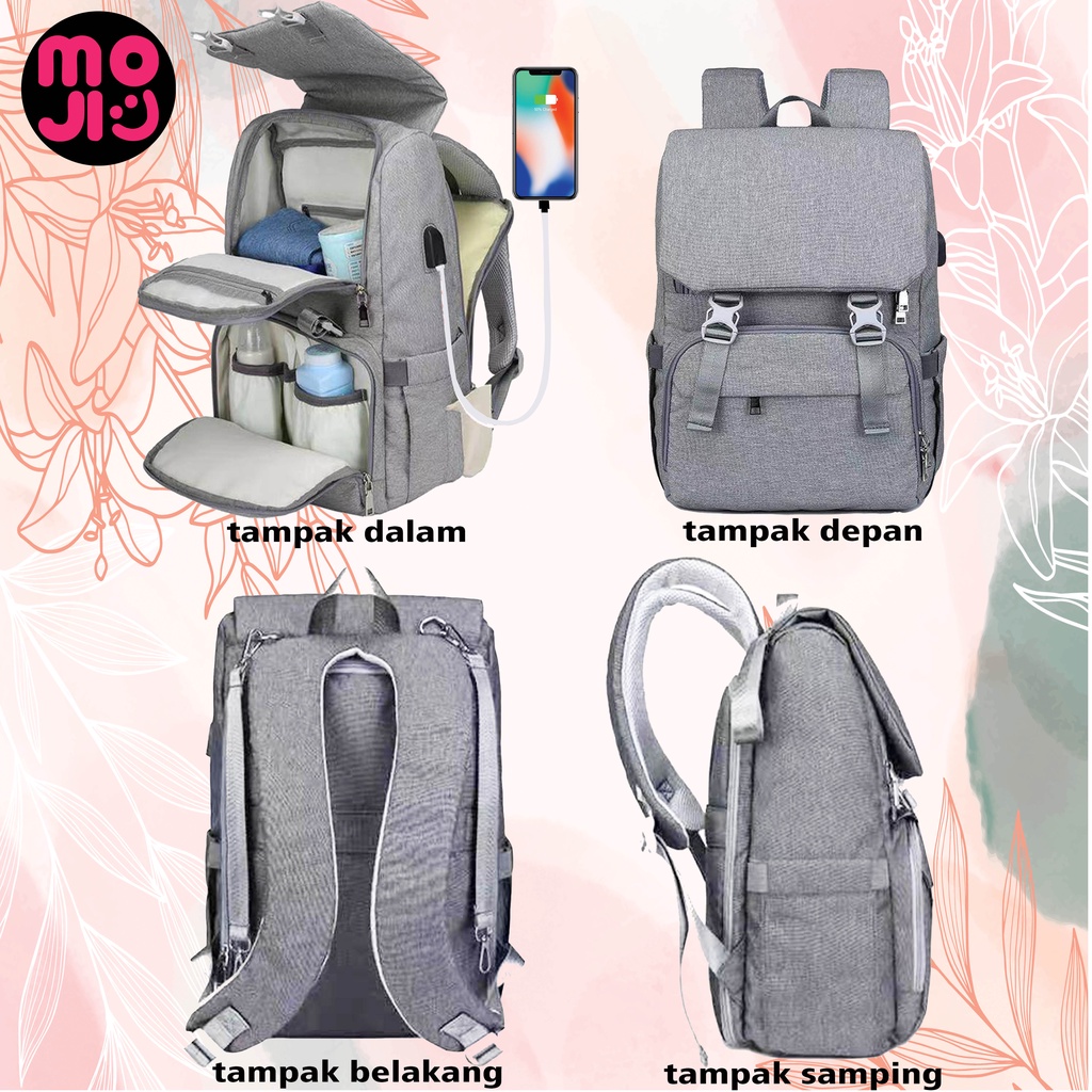 Moji- Tas Bayi Multifungsi Tempat Tidur Lipat / Diaper Bag / Tas Ransel Perlengkapan Bayi / Tas popok bayi / Tas traveling Bayi / Tas Multifungsi