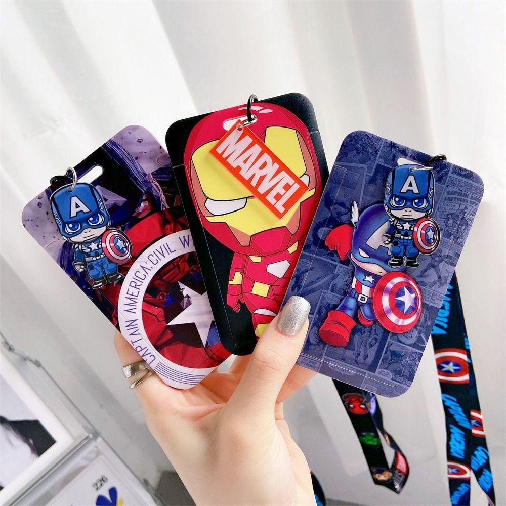 Lanfy Bus Card Cover Anime Wanita Pria Lengan Kartu Lanyard Mahasiswa Marvel Badge Holders