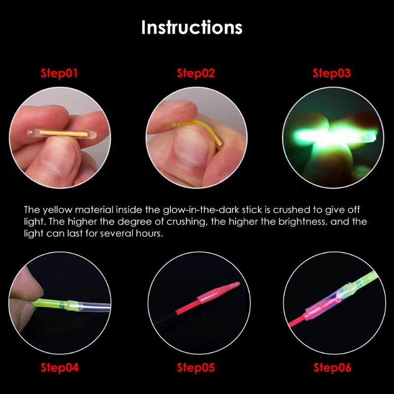 10pcs / lot Tongkat Pancing Fluorescent 3 / 4.5mm Untuk Memancing Malam Hari