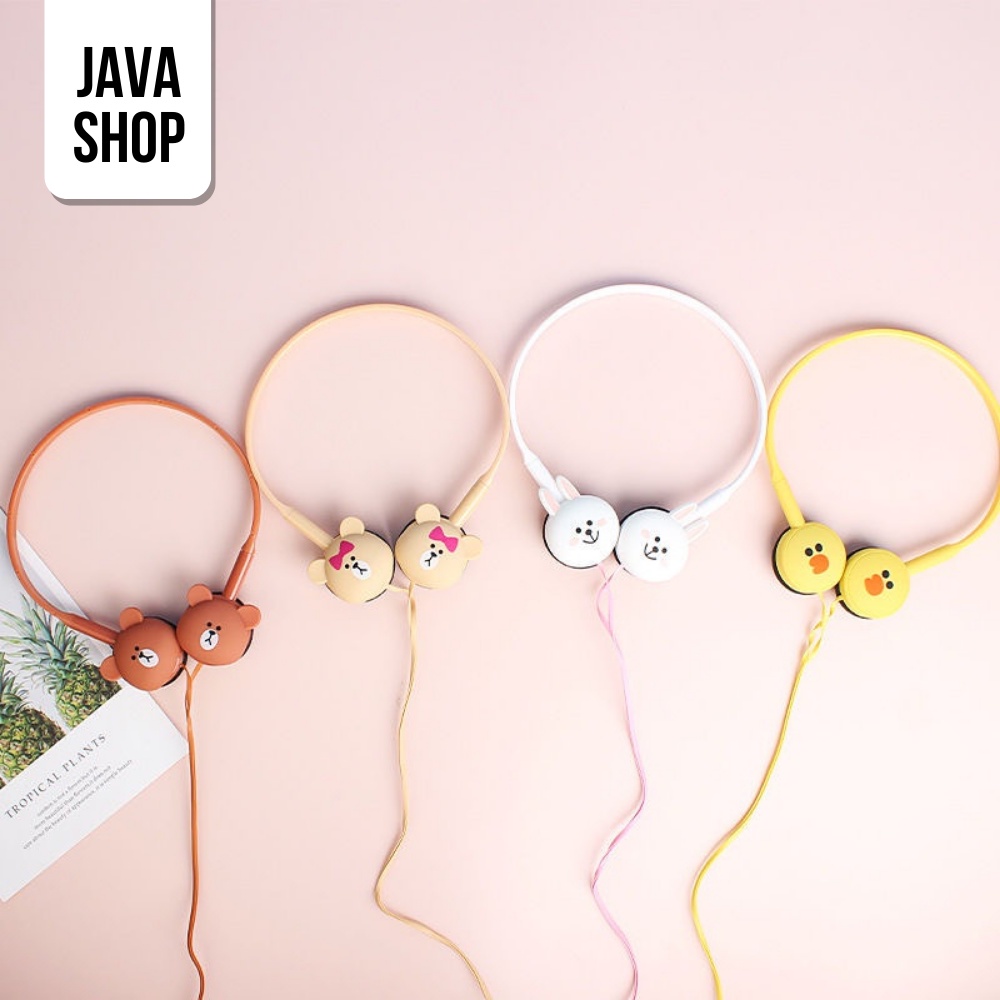 JAVASHOP Headset Bando Lucu Karakter Imut Headphone Unik Super Bass