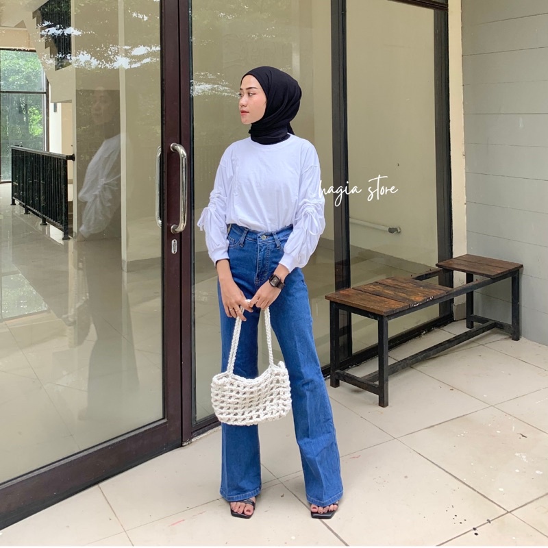 Ardilla Blouse by hagia | blouse lengan serut aktif