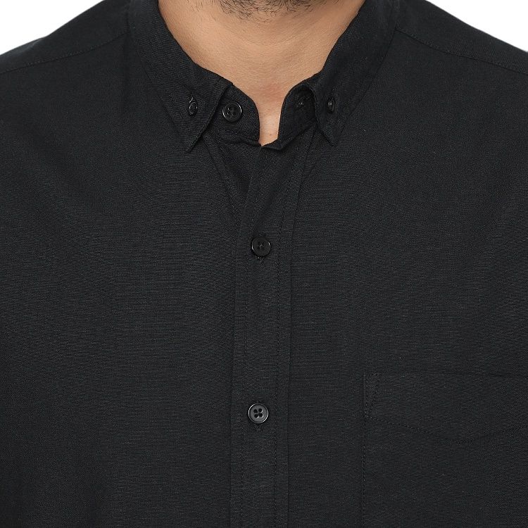 POSHBOY Basic Shirt Kenshin Black - Kemeja Pria Lengan Pendek Polos