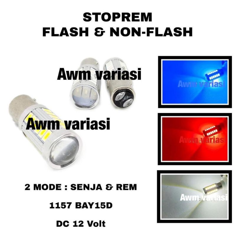 Lampu LED Stop Lamp SUPER BRIGHT 1157 BAY15D 33SMD Stoprem 2 Mode Senja Rem Flash dan Non Flash 33 LED