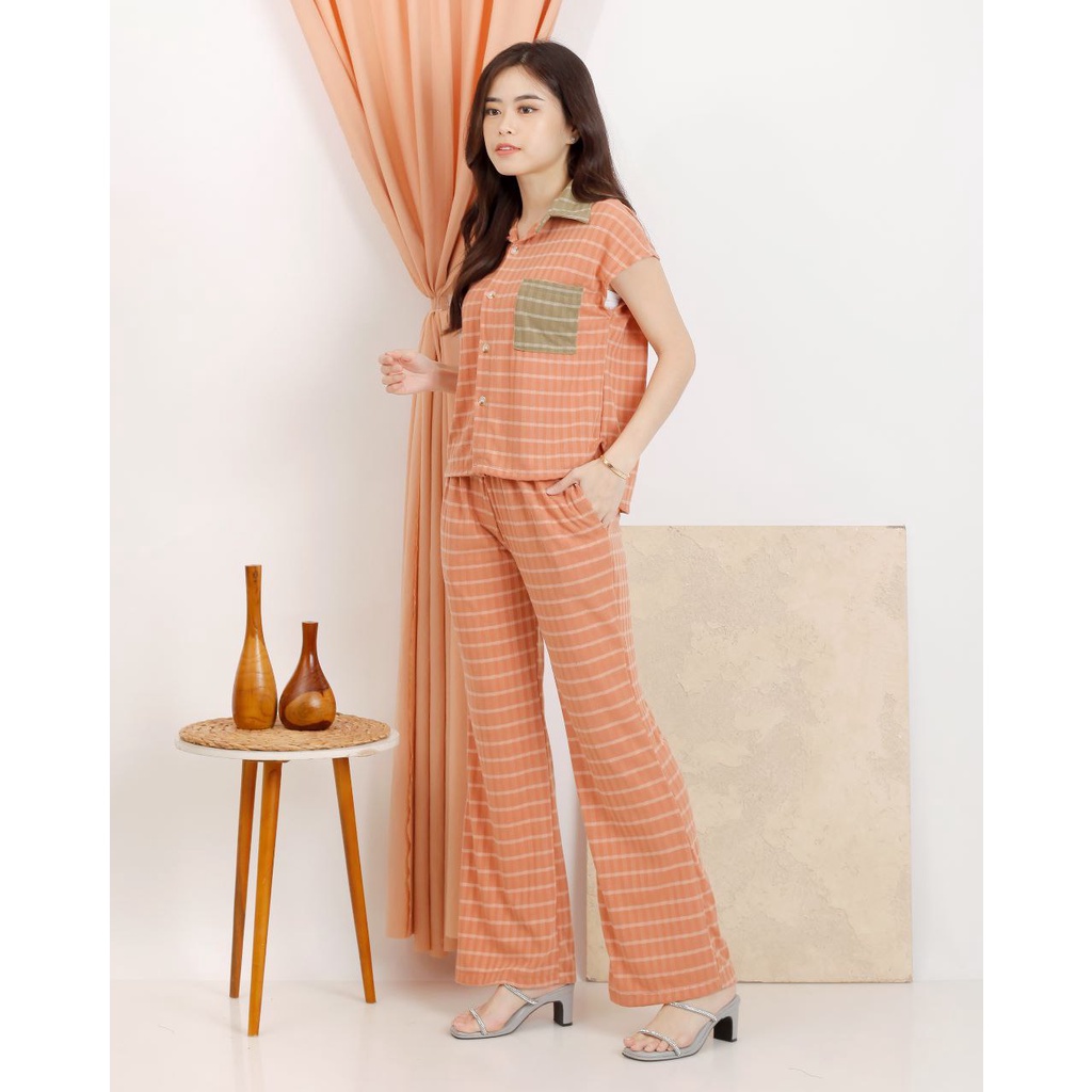 Setelan 1249 Mango Stripe Fashion Wanita