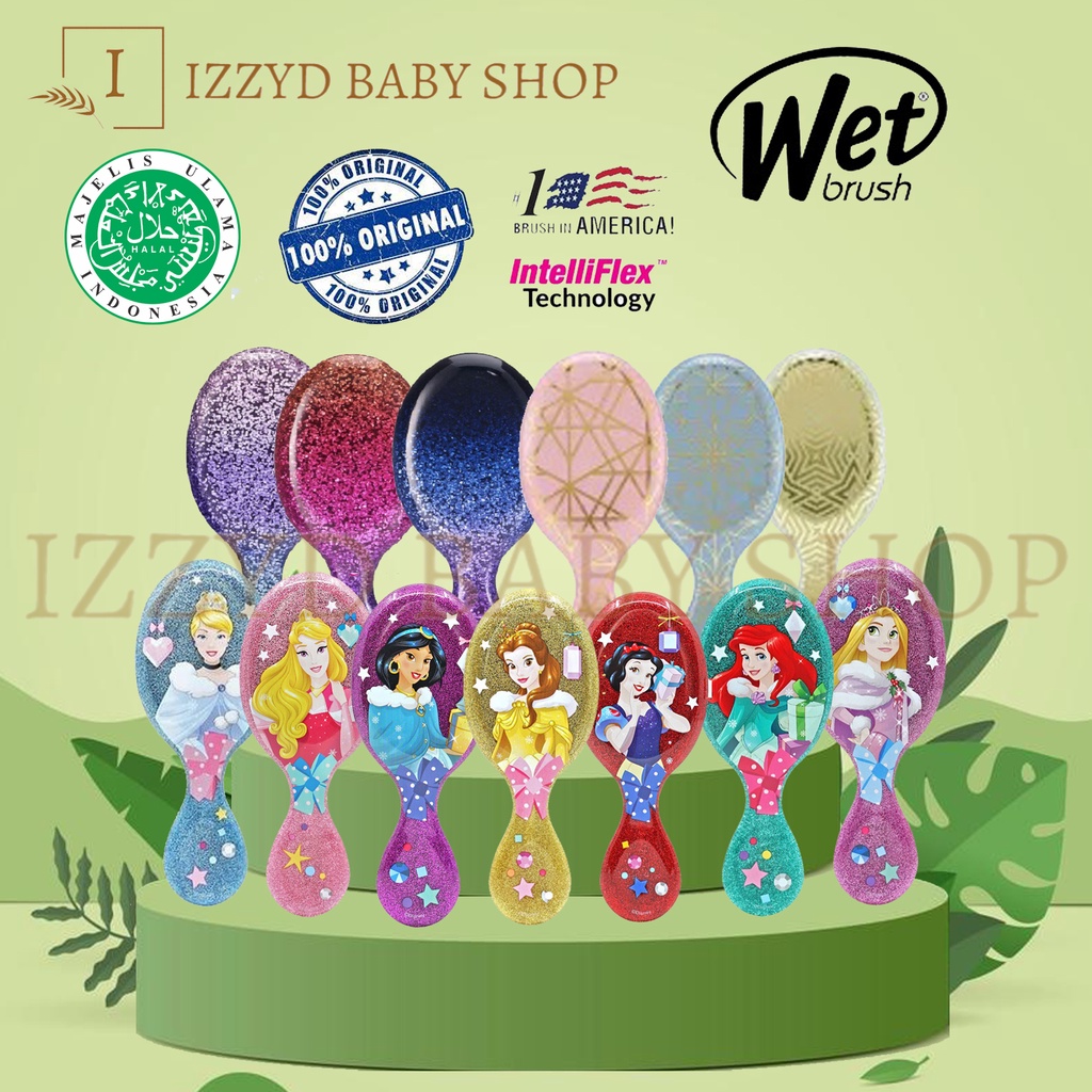 The Wet Brush Mini DIsney Glitter Ball Mickey Jasmine Wetbrush detangler sisir anti kusut anak Wholehearted sisir dewasa