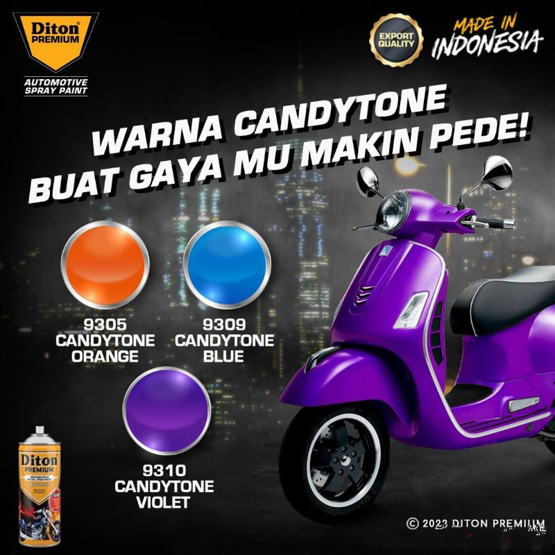 Pilok Ungu Candy Tone Violet Paket Diton Premium Cat Semprot Sepeda Motor Mobil Velg Helm