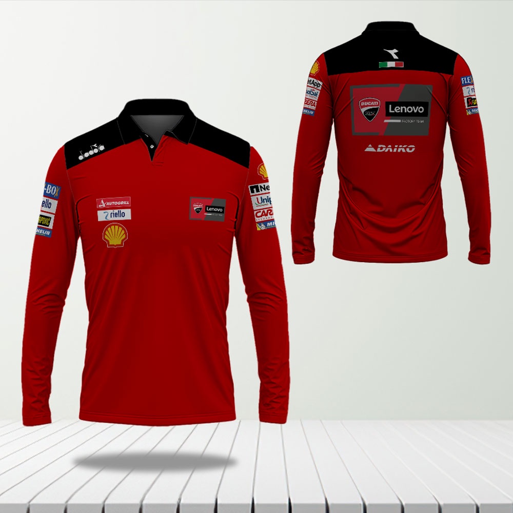 Baju Kaos Ducati Moto GP Racing Team Motogp 2022 Official Jersey Lengan Panjang Polo Shirt