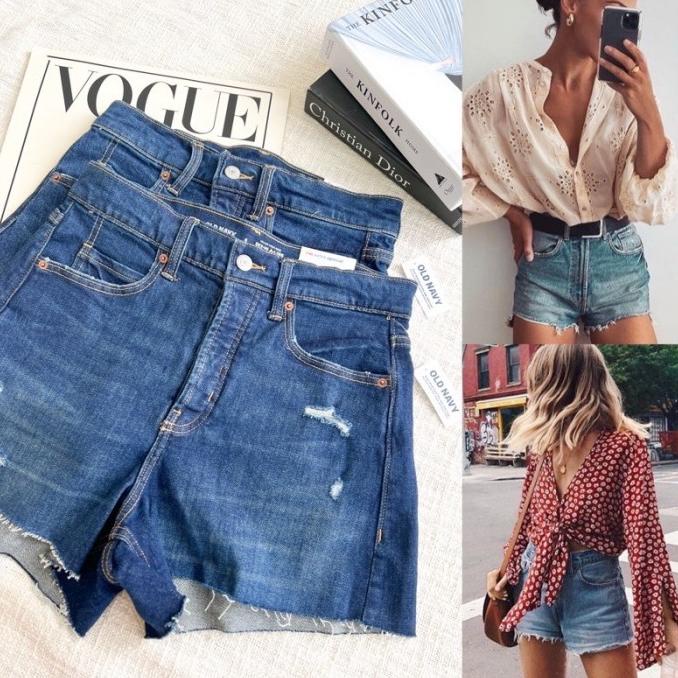 Oldny A-Line High Rise Short Celana Pendek Wanita Jeans Hot Pants Ori Termurah