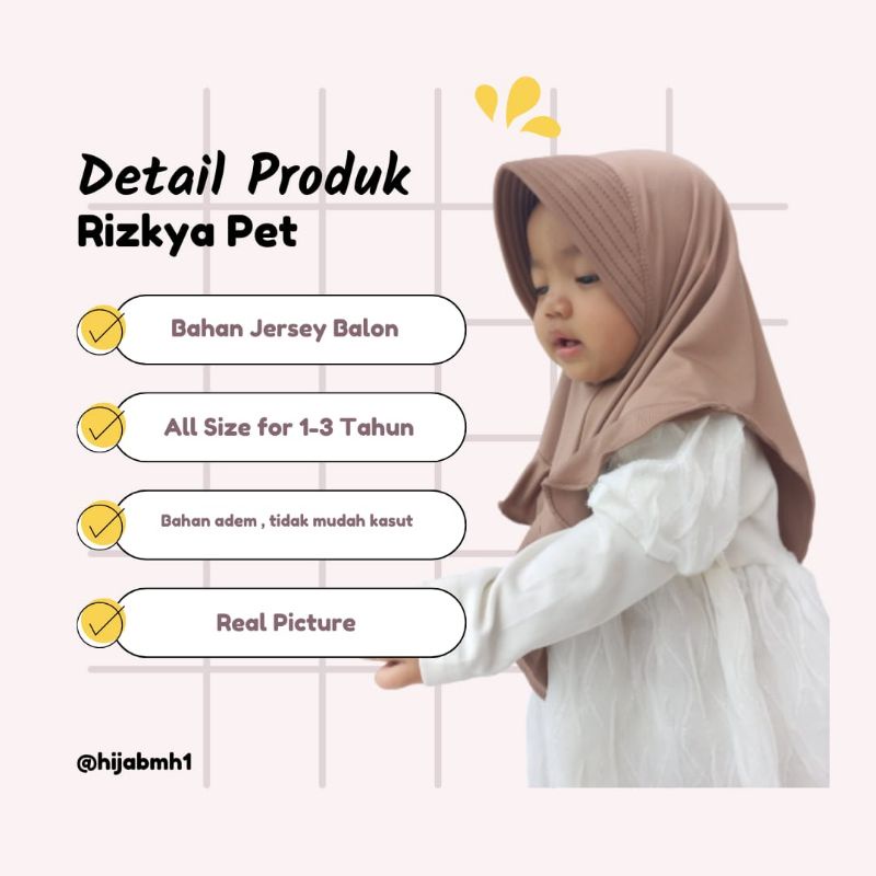 jilbab / anak / bayi / hijab /allsize 0-3 tahun/ RIZKYA PET